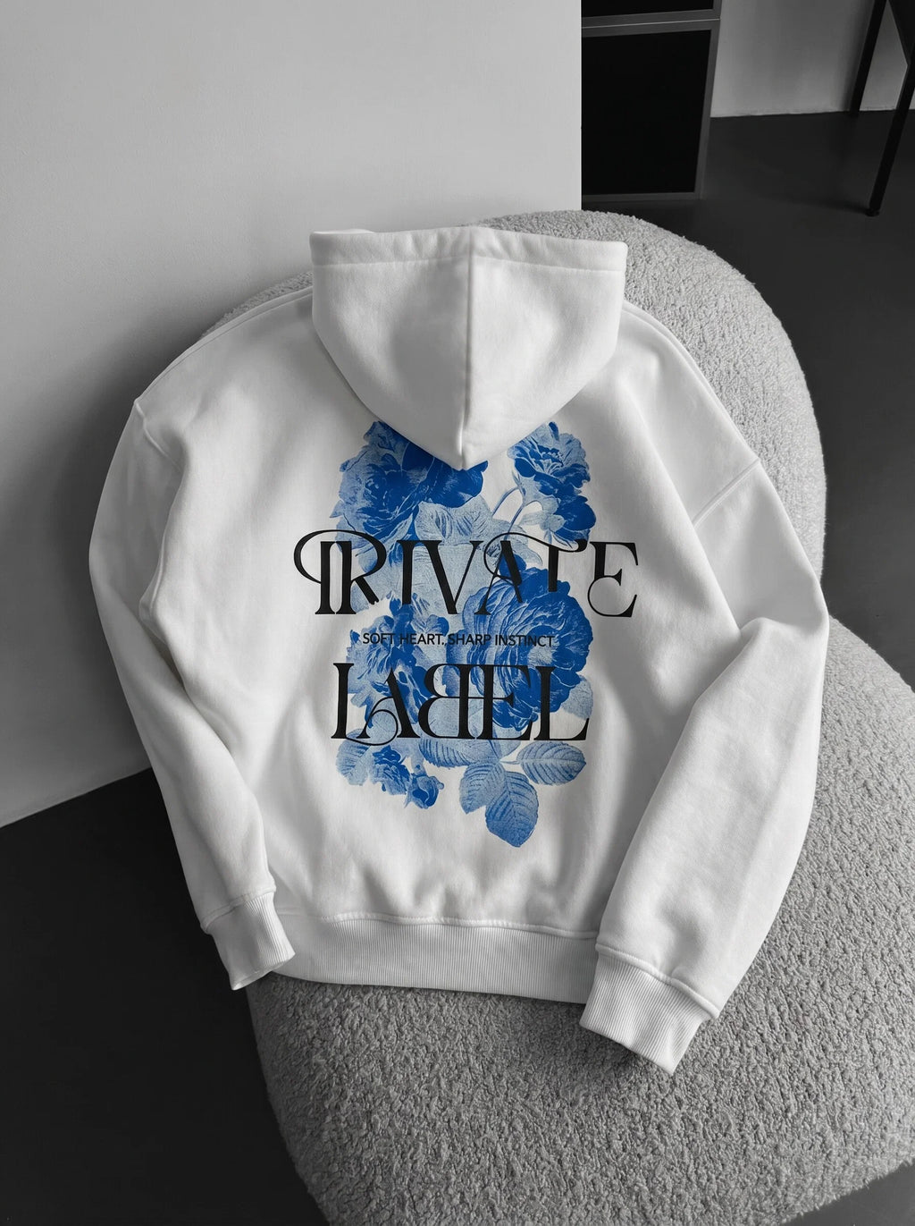 PRIVATE LABLE WHITE OVERSIZED HOODIEE