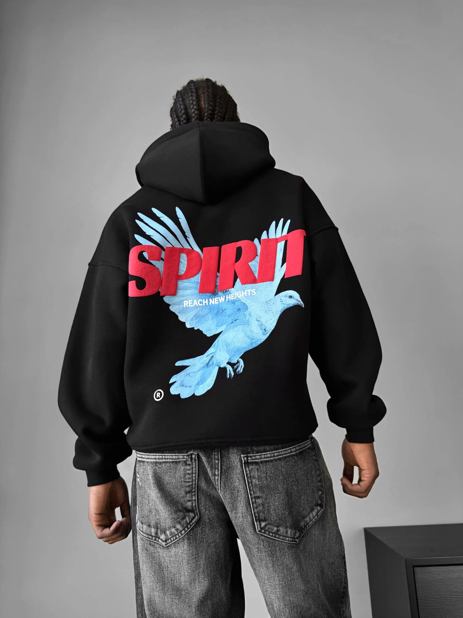 SPRIT BLACK OVERSIZED HOODIEE