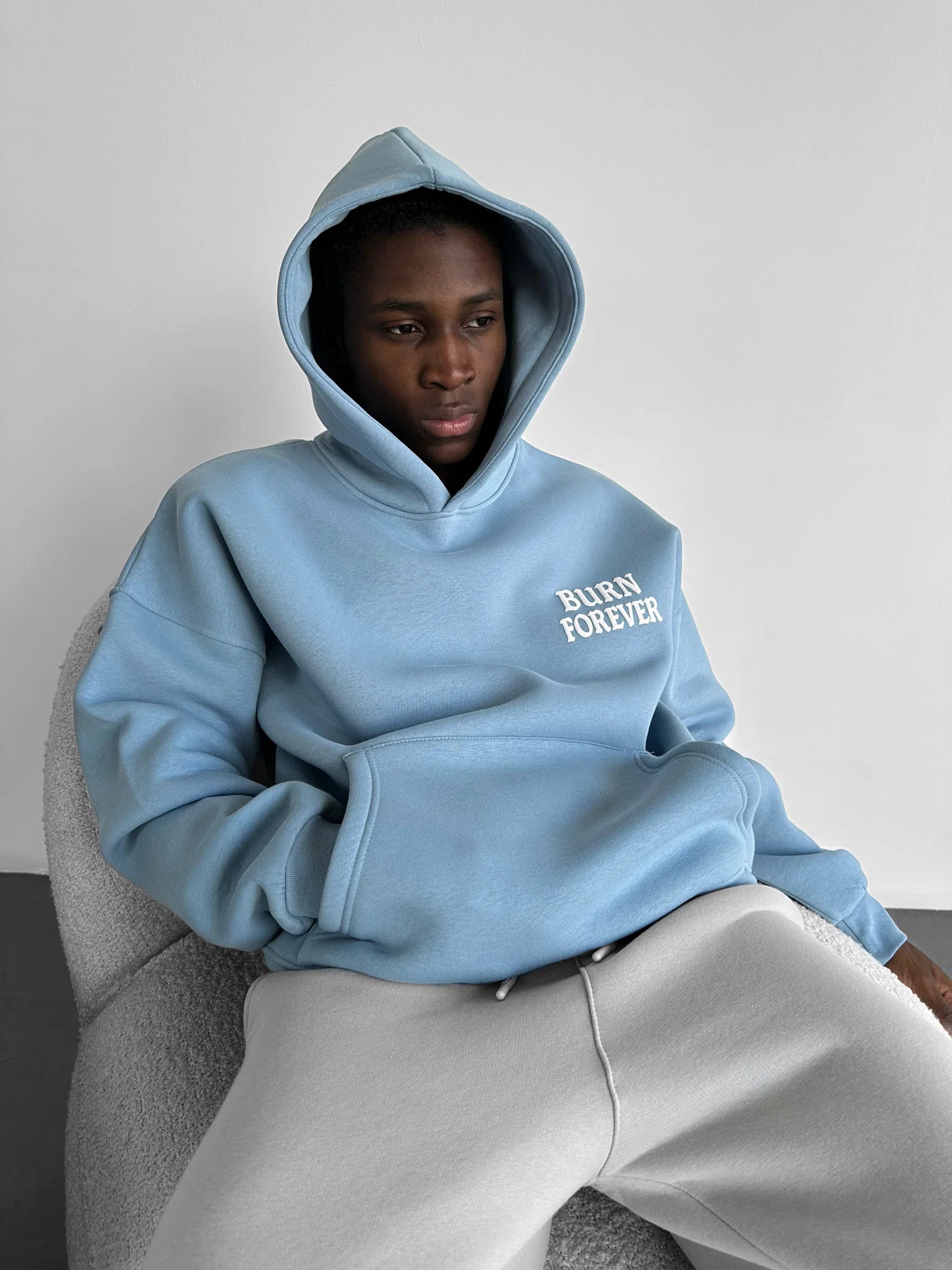BURN FOREVER BABY BLUE OVERSIZED HOODIEE