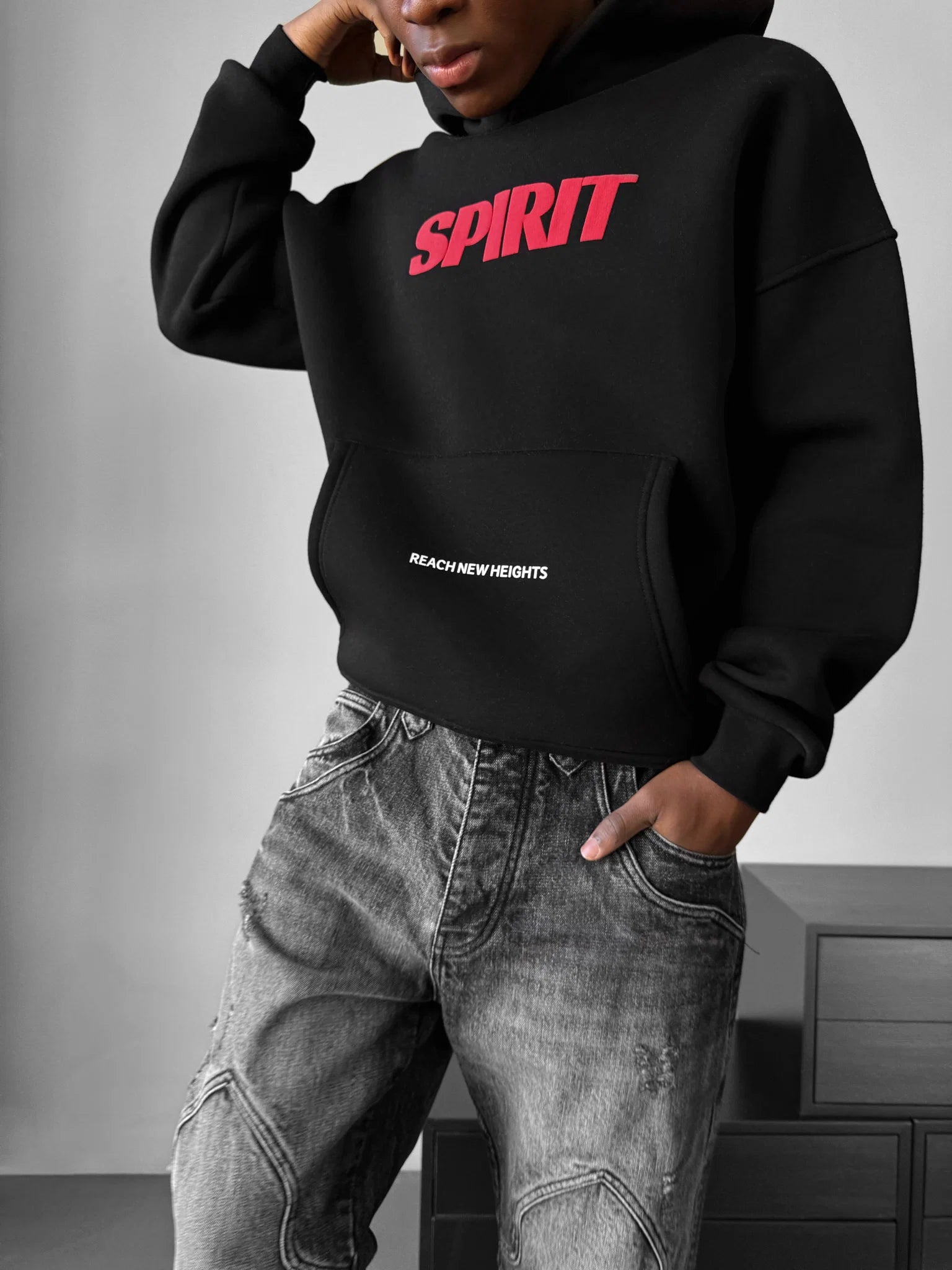 SPRIT BLACK OVERSIZED HOODIEE