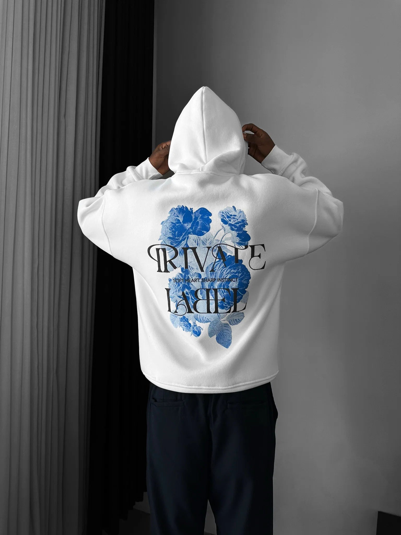 PRIVATE LABLE WHITE OVERSIZED HOODIEE