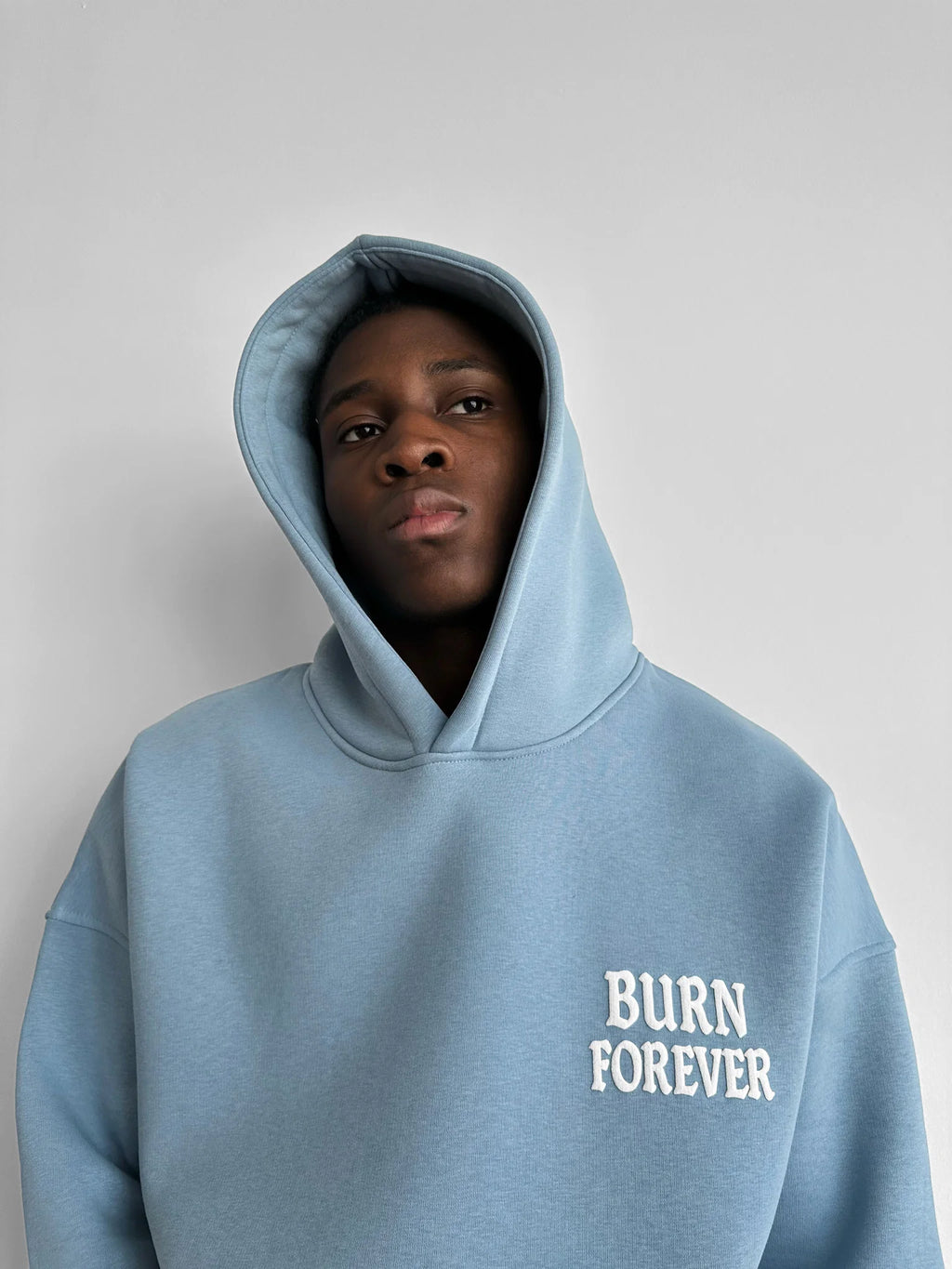 BURN FOREVER BABY BLUE OVERSIZED HOODIEE